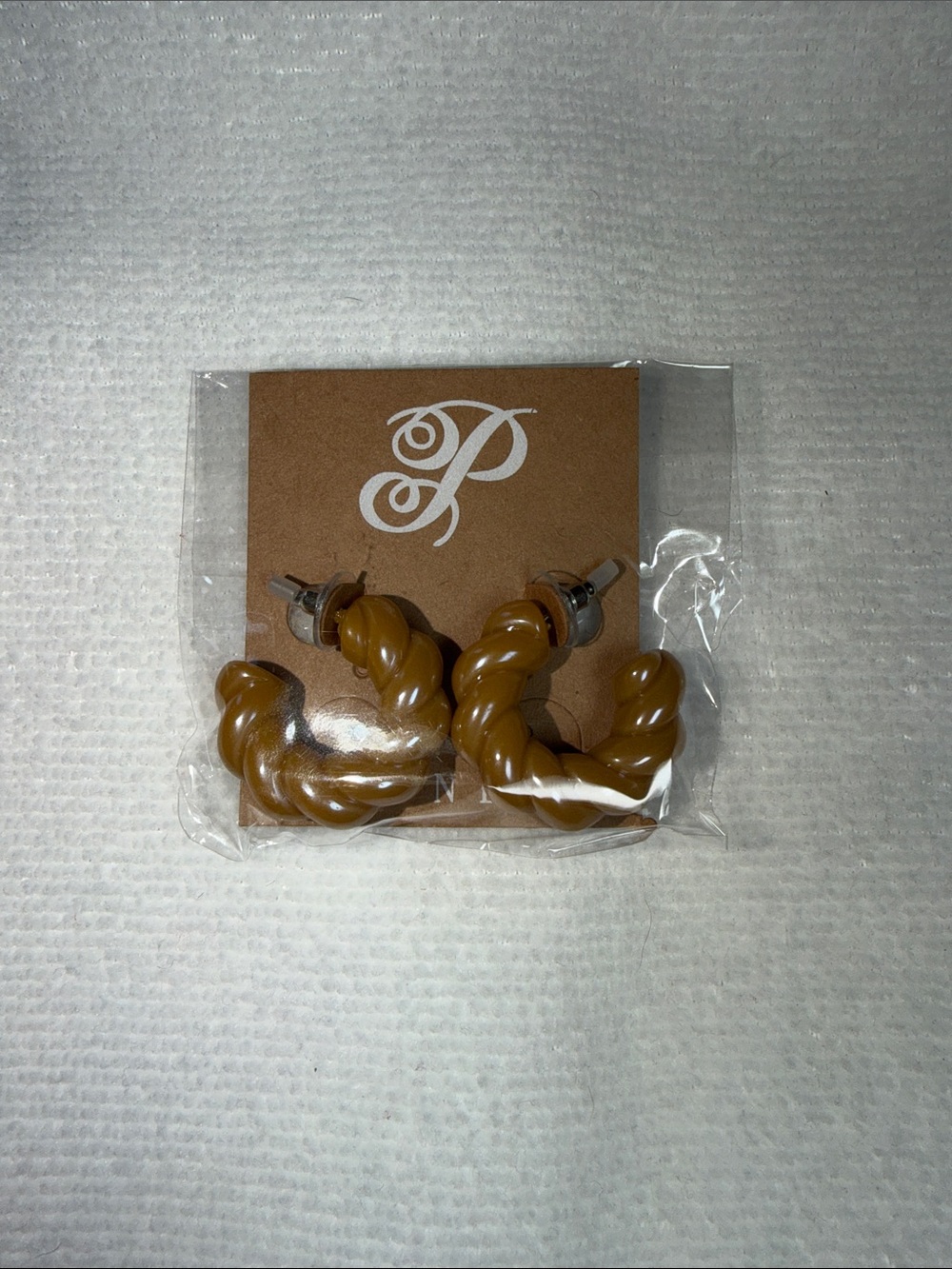 Plunder Twisted Hoop Stud Earrings - Mustard